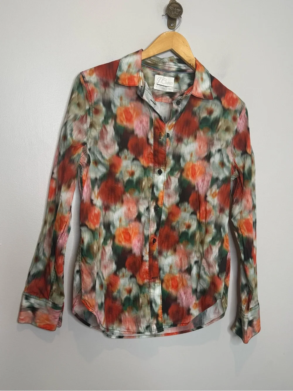 J. Crew Liberty Hazy Days Button Shirt Women's Size 6 Slim Fit Cotton Floral Top